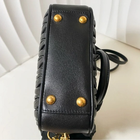 Miu Miu Matelassé Black Leather Bowling Bag - Picture 7 of 14